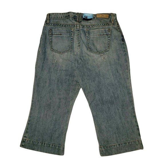New Gap Capri Jeans Girls 14 Plus Distressed Adjustable Waist Denim NWT 2006 - Picture 3 of 4